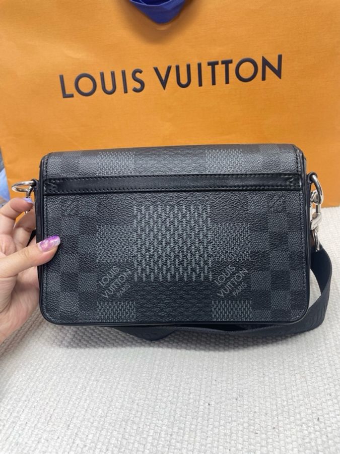 Louis Vuitton 路易威登/LV Studio 黑灰棋盤格郵差包 男士單肩斜挎包 編碼:芯片 尺寸:23.5*6*15.5-1