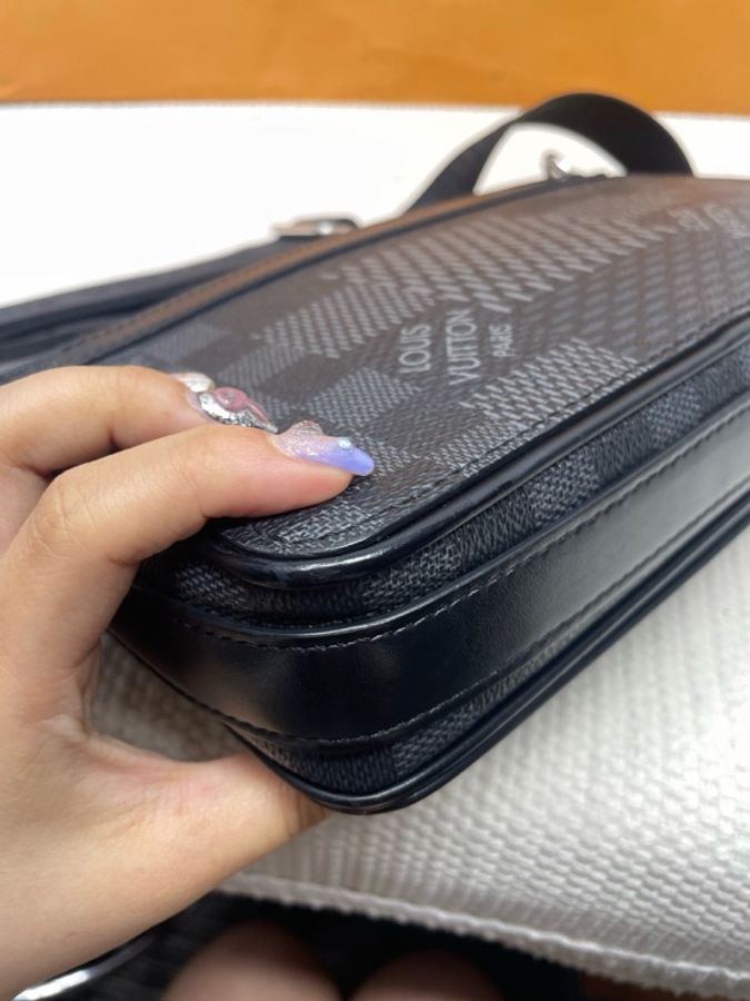 Louis Vuitton 路易威登/LV Studio 黑灰棋盤格郵差包 男士單肩斜挎包 編碼:芯片 尺寸:23.5*6*15.5-7