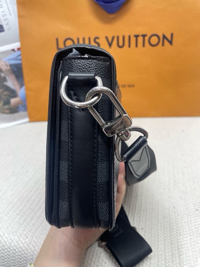 Louis Vuitton 路易威登/LV Studio 黑灰棋盤格郵差包 男士單肩斜挎包 編碼:芯片 尺寸:23.5*6*15.5-8