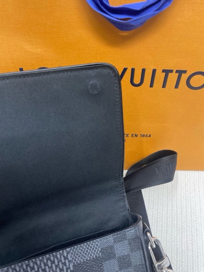 Louis Vuitton 路易威登/LV Studio 黑灰棋盤格郵差包 男士單肩斜挎包 編碼:芯片 尺寸:23.5*6*15.5-14