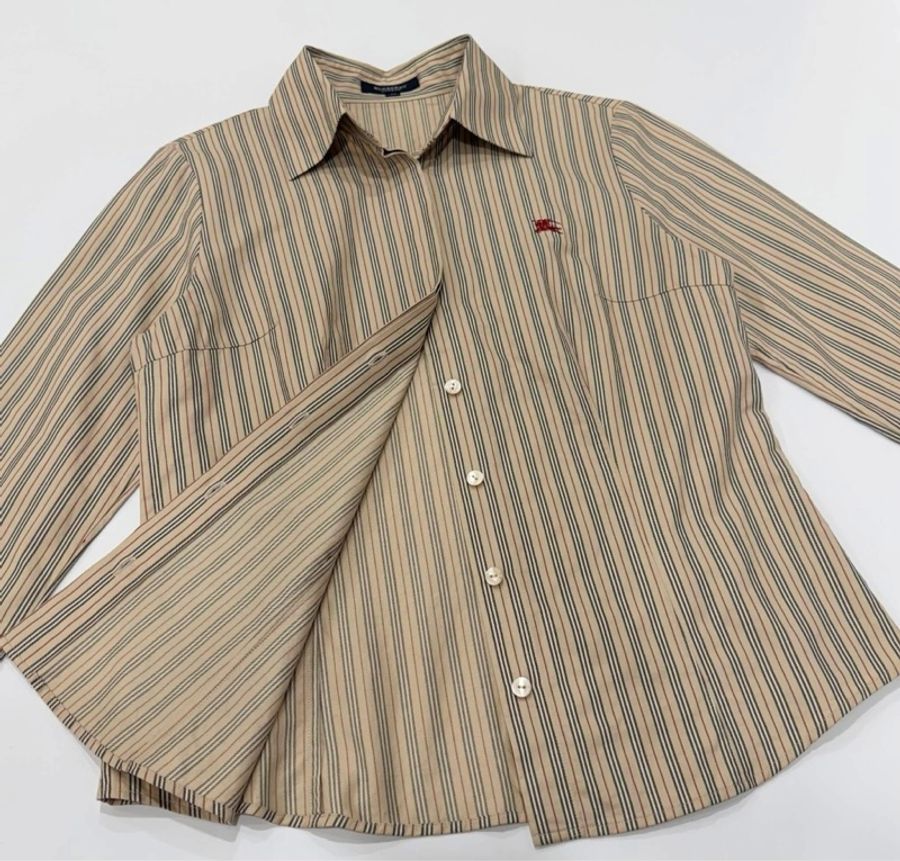 BURBERRY 倫敦 經典直條紋戰馬襯衫 中厚款-6