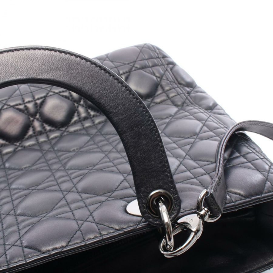 Christian Dior Lady Dior 大單肩手提包,黑色皮革,二手女款-4