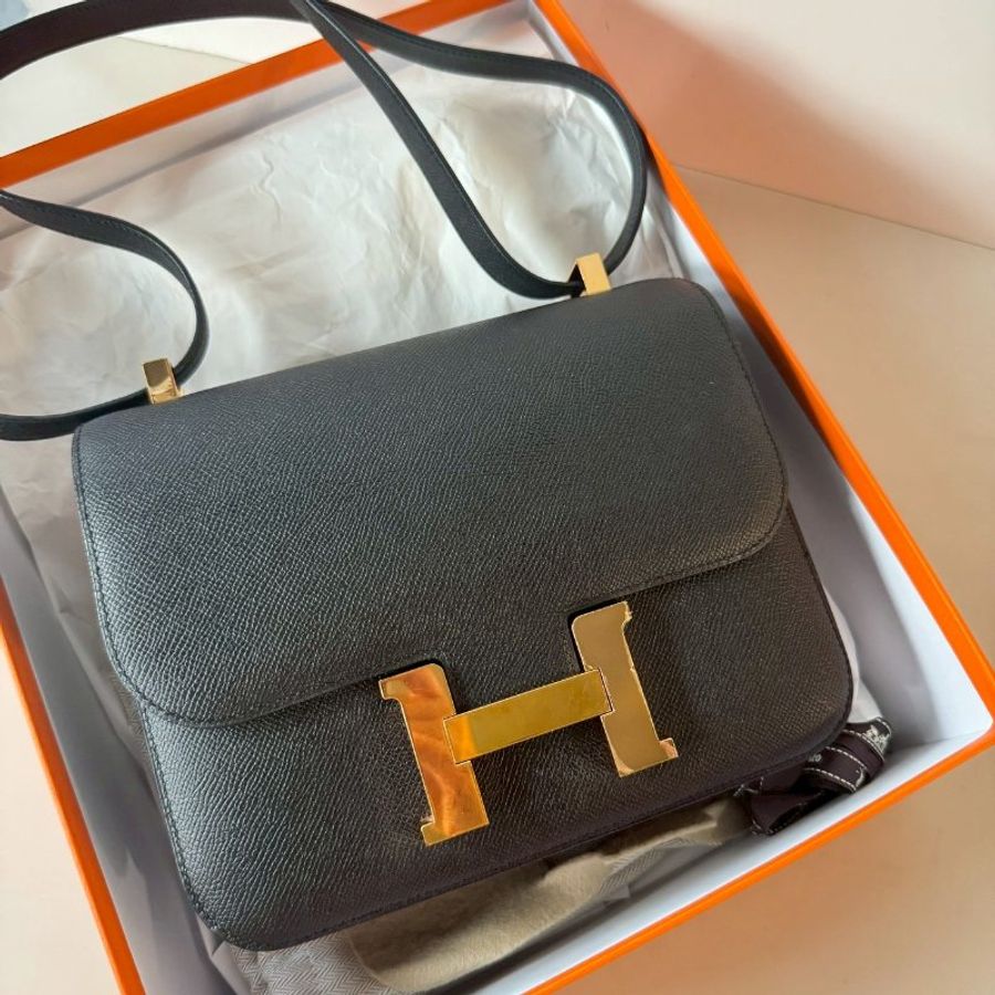 HERMES Constance MM 24 cm 康康包 EP皮 89 黑 金釦 D刻-0