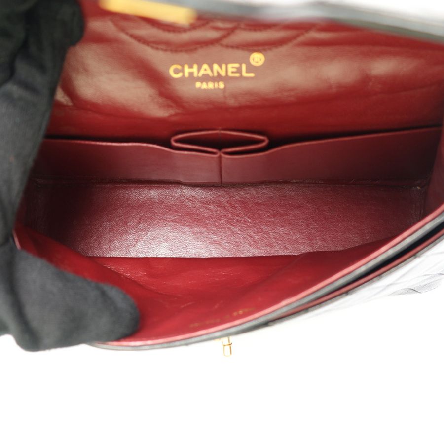黑色 菱格紋 羊皮 Small Double Flap 鍊帶肩背包 金扣【CHANEL 香奈兒】 A01112-2