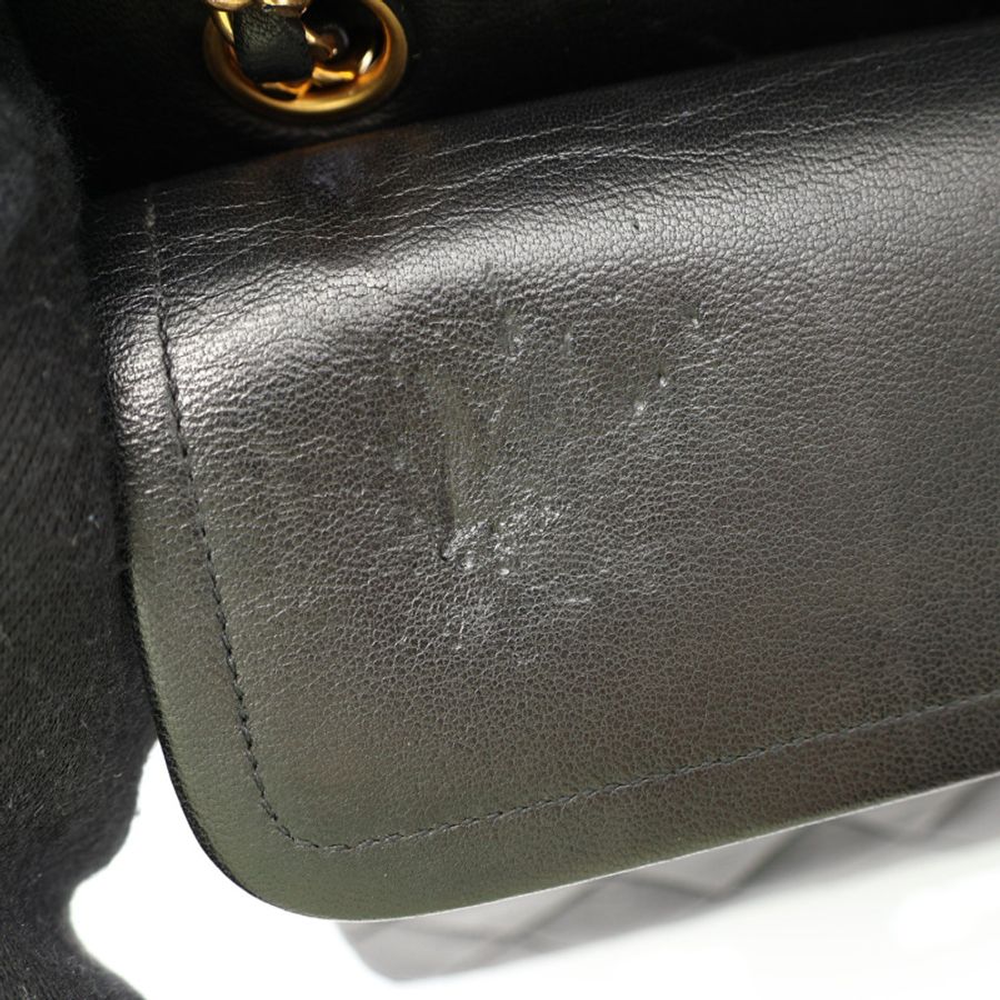 黑色 菱格紋 羊皮 Small Double Flap 鍊帶肩背包 金扣【CHANEL 香奈兒】 A01112-14