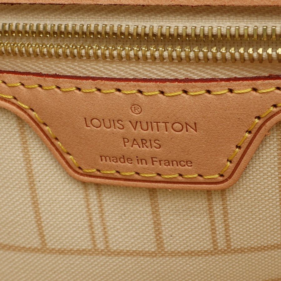 白色 棋盤格帆布 Neverfull MM 肩背包【LOUIS VUITTON LV 路易威登】 N40604-3