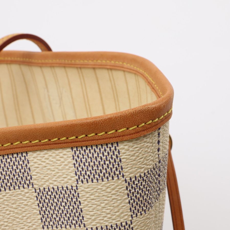 白色 棋盤格帆布 Neverfull MM 肩背包【LOUIS VUITTON LV 路易威登】 N40604-8