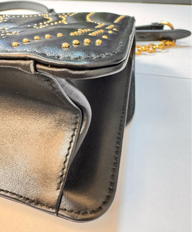 Salvatore Ferragamo 黑金鉚釘掀蓋鍊包-7