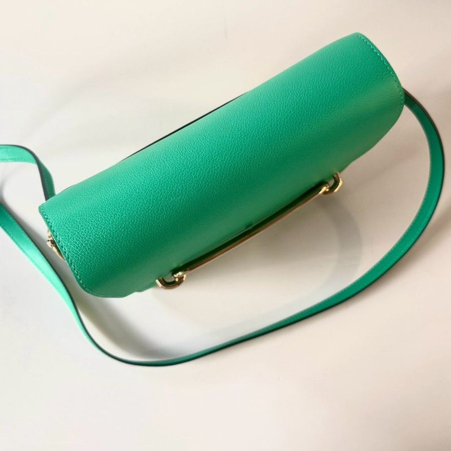 HERMES Roulis 23 cm 豬鼻子包 6W 薄荷綠 EC皮 金扣 Z刻-5