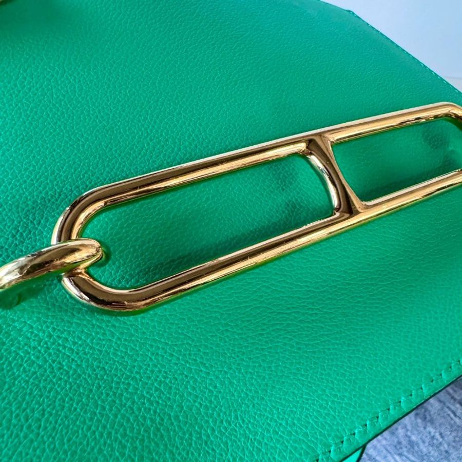 HERMES Roulis 23 cm 豬鼻子包 6W 薄荷綠 EC皮 金扣 Z刻-13