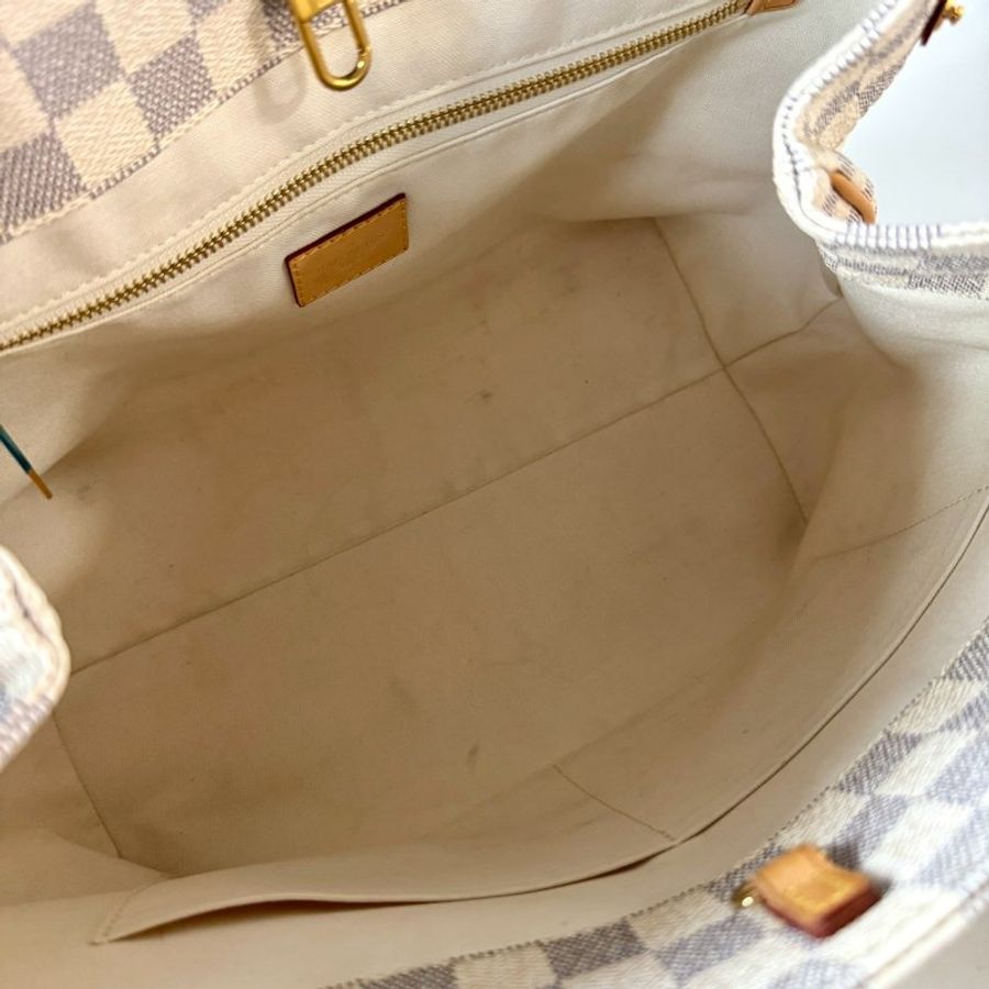 LV 限量 絕版 Cabas MM 白色 棋盤格 雙肩 托特包 購物包 N41375-4