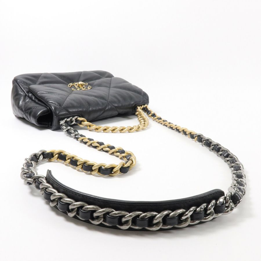 CHANEL 羊皮皮革C19 Small鏈帶手挽肩背兩用袋-9