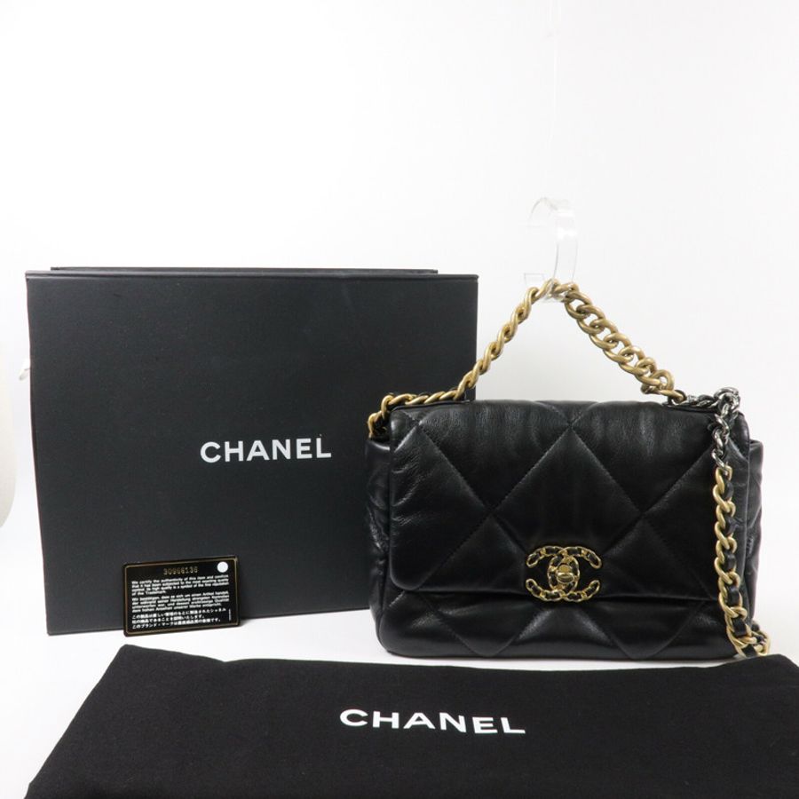 CHANEL 羊皮皮革C19 Small鏈帶手挽肩背兩用袋-10