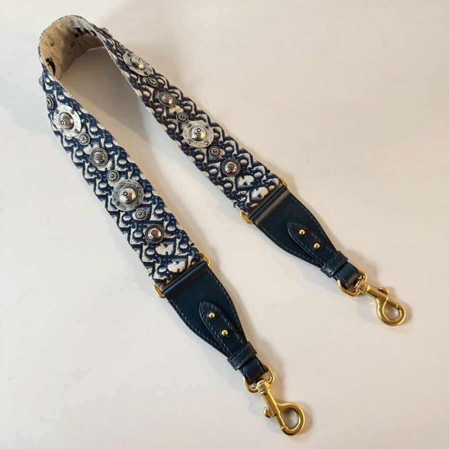 Dior J'adior 深藍 金屬 鉚釘 裝飾 帆布 替換 肩背帶 S8540CBTE_M928-0