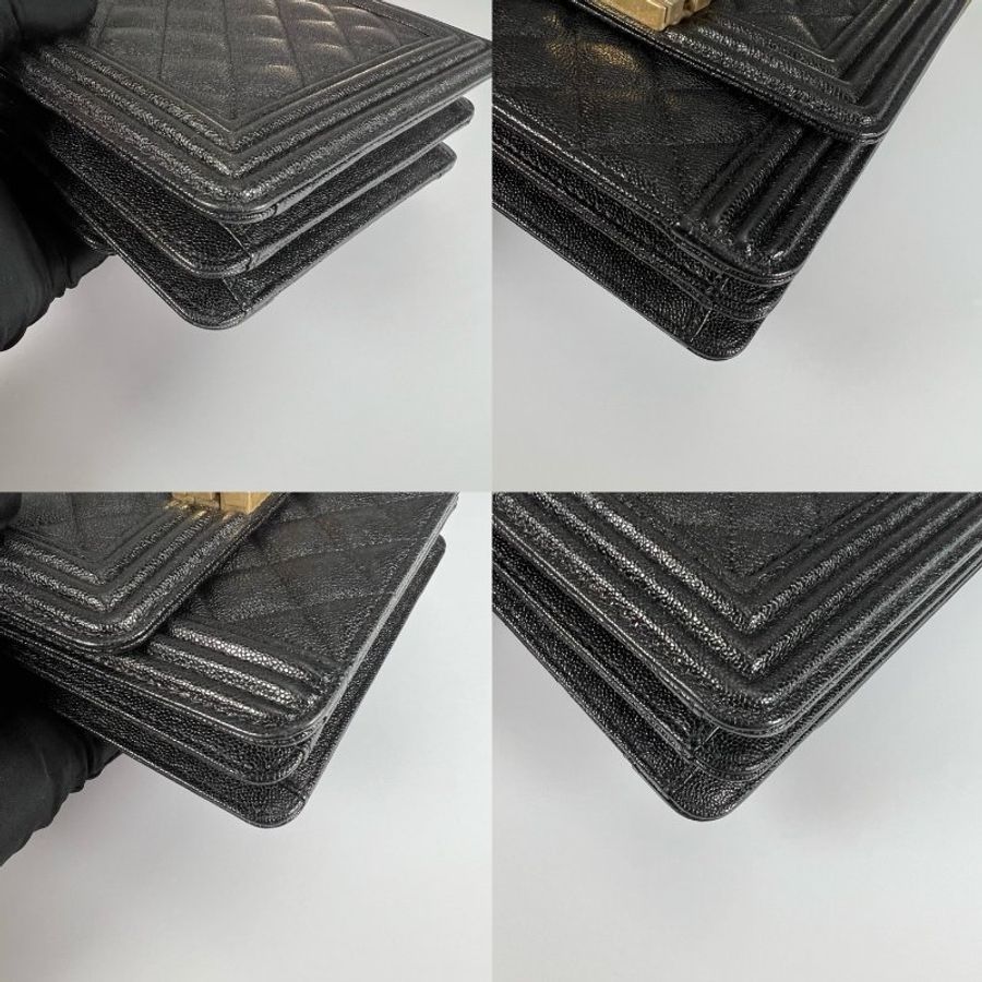 CHANEL BOY直立式金鍊包荔枝黑 AS0130/27開-10