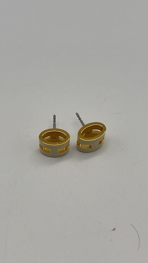 HERMES愛馬仕 Pop H系列白金拼色耳釘 有盒子塵袋-7