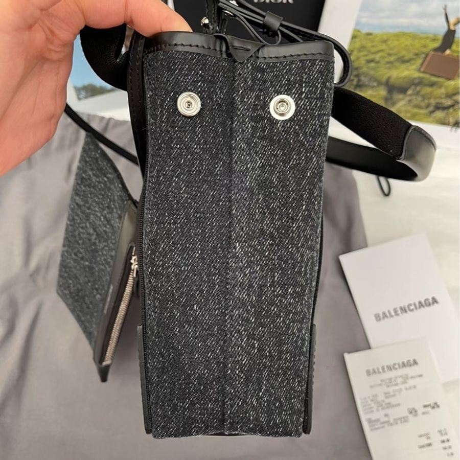 巴黎世家/Balenciaga牛仔款拼皮托特包-2