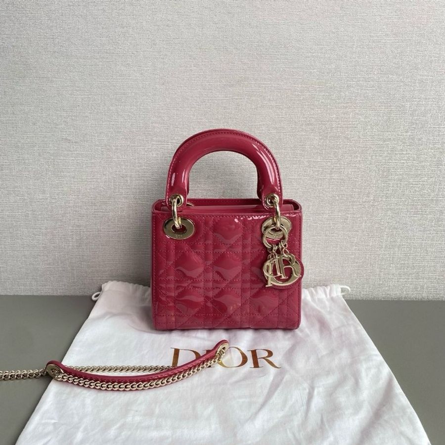 Dior迪奧 Lady 木槿粉 漆皮 三格戴妃包
99新✨️-2
