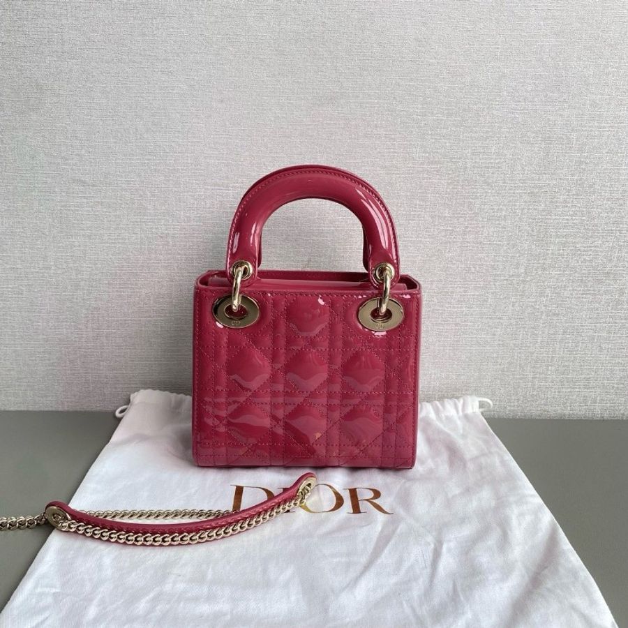 Dior迪奧 Lady 木槿粉 漆皮 三格戴妃包
99新✨️-3
