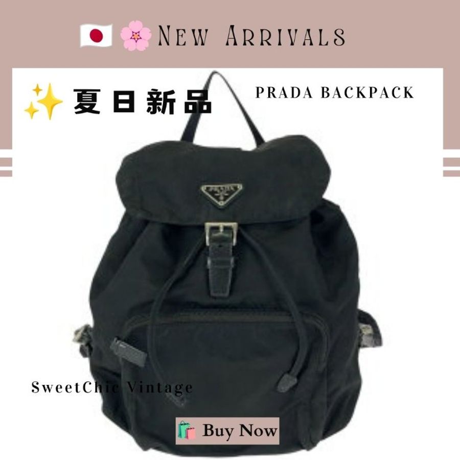 🛍️🎁 26 🔥7月新品【預訂】 💘PRADA 經典黑色尼龍三角標雙肩包 Tessuto Backpack 🔥 熱賣款 PRADA 後背包-0