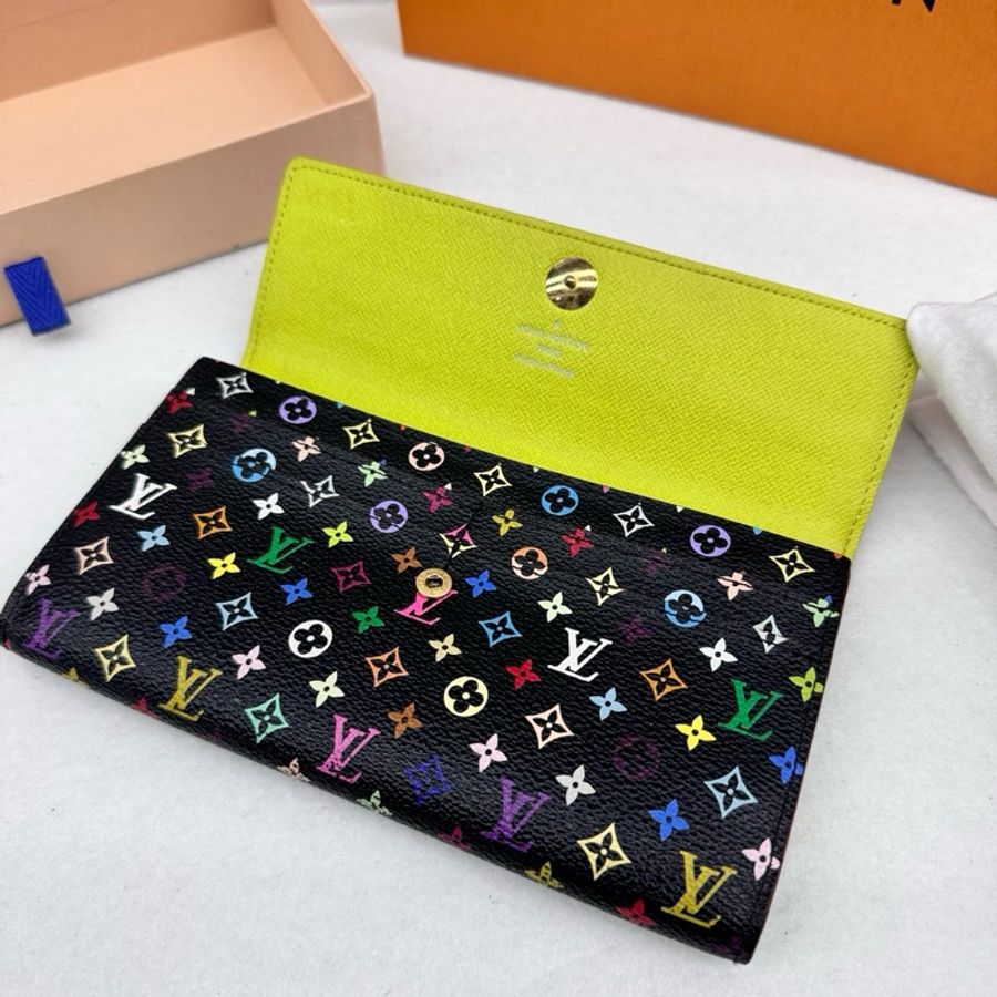 Louis Vuitton LV x TM 村上隆 黑三彩 Monogram Multicolor 長 夾-3