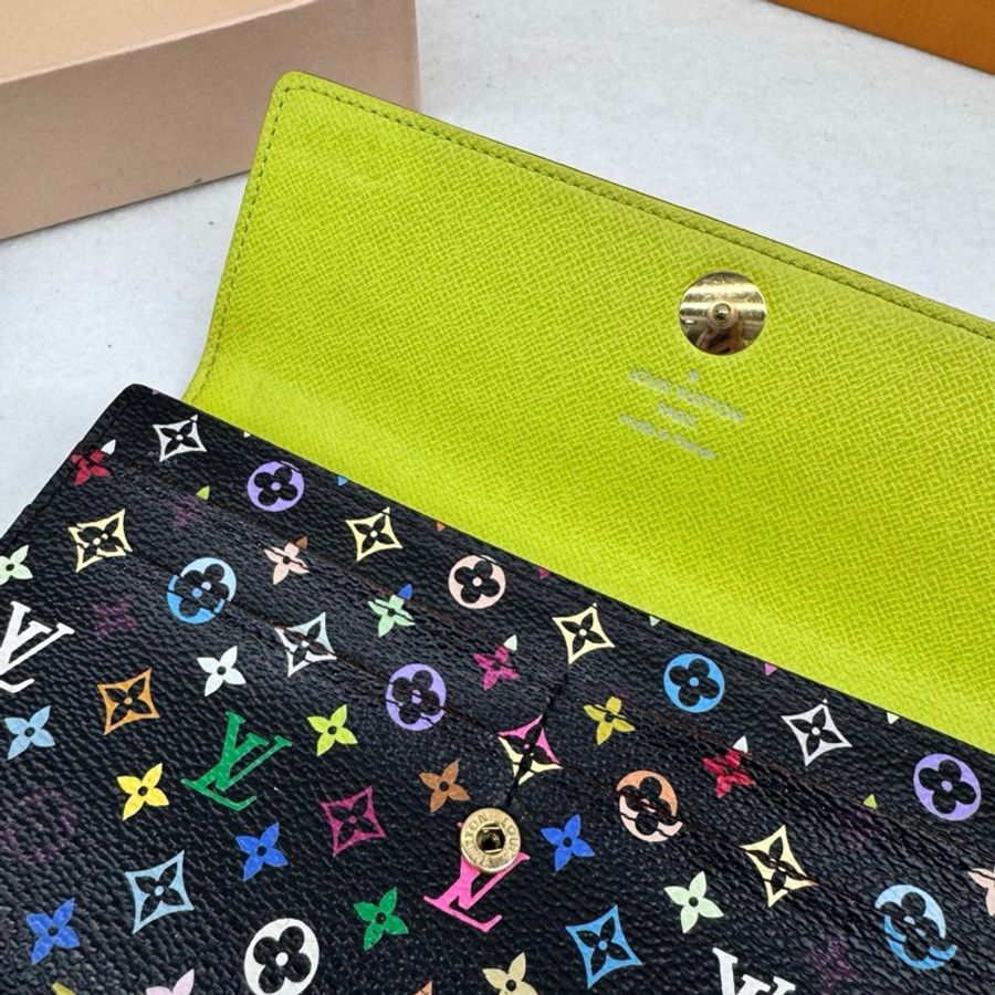 Louis Vuitton LV x TM 村上隆 黑三彩 Monogram Multicolor 長 夾-11