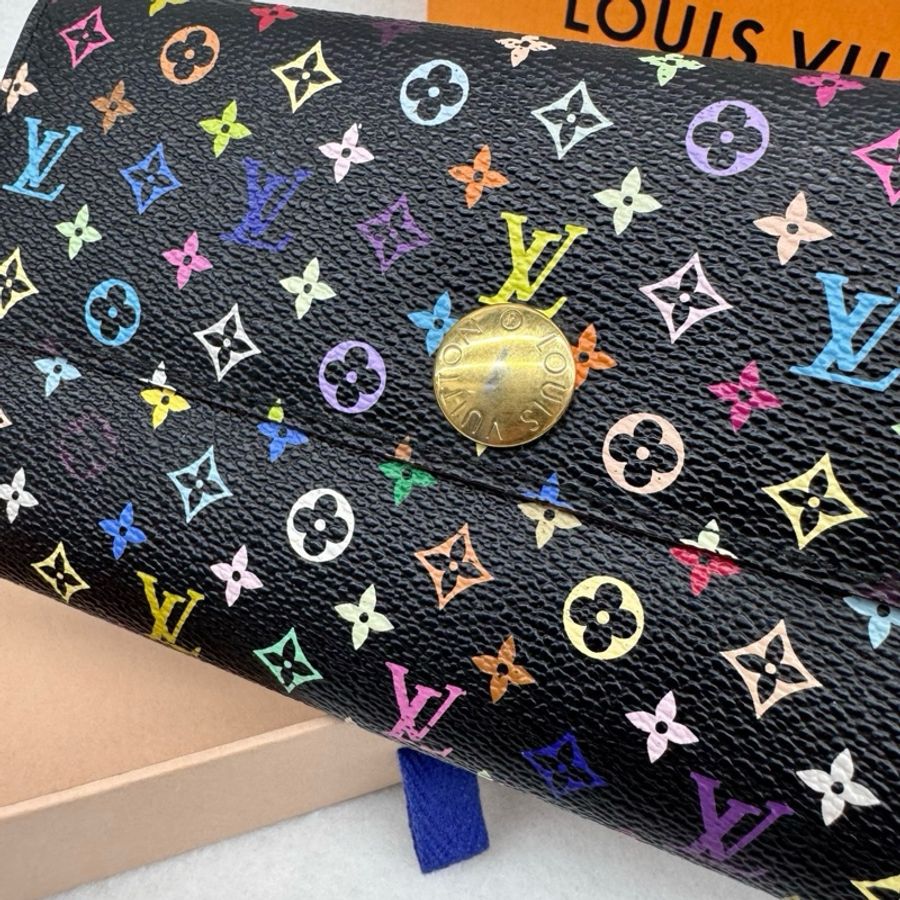 Louis Vuitton LV x TM 村上隆 黑三彩 Monogram Multicolor 長 夾-14