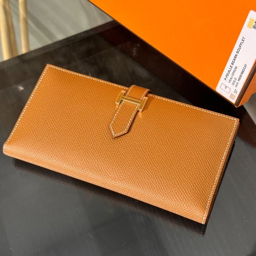 HERMES Bearn雙折長夾 - Gold 37 金棕金 W-2