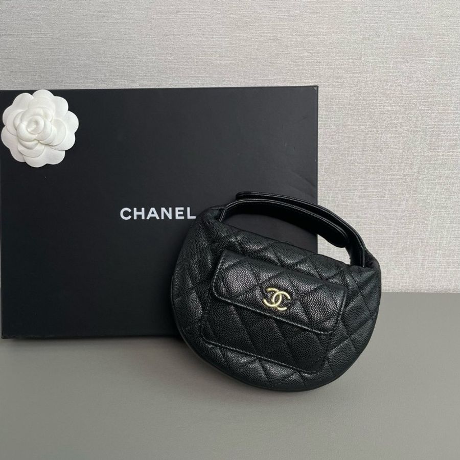 Chanel香奈兒25p黑金荔枝牛皮呼啦圈手提包
99新✨️-5