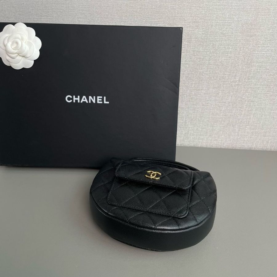 Chanel香奈兒25p黑金荔枝牛皮呼啦圈手提包
99新✨️-6