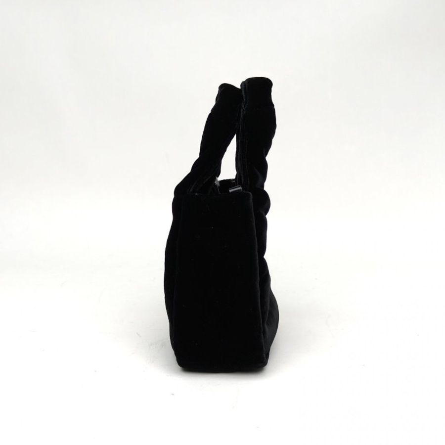 PRADA 黑色絲絨softhobo菜籃子斜挎包肩背包-3
