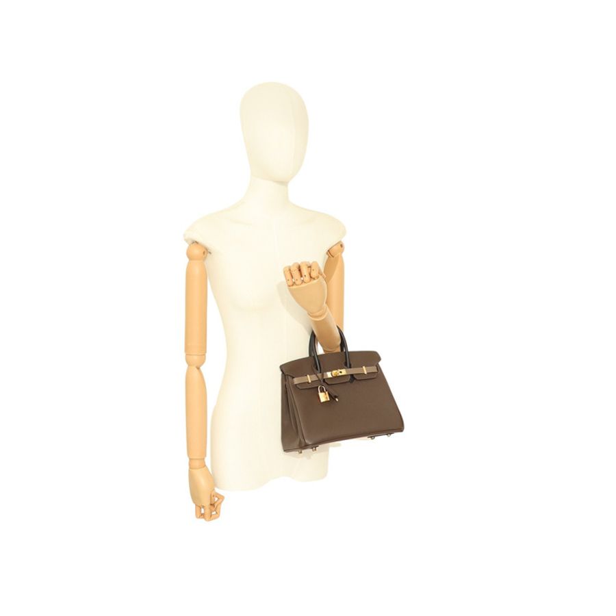 樹林灰/黑/象灰 Epsom牛皮 Birkin 25 Tricolor 鉑金包 手提包 金釦 W刻【HERMES 愛馬仕】 H08468OCCAE-6