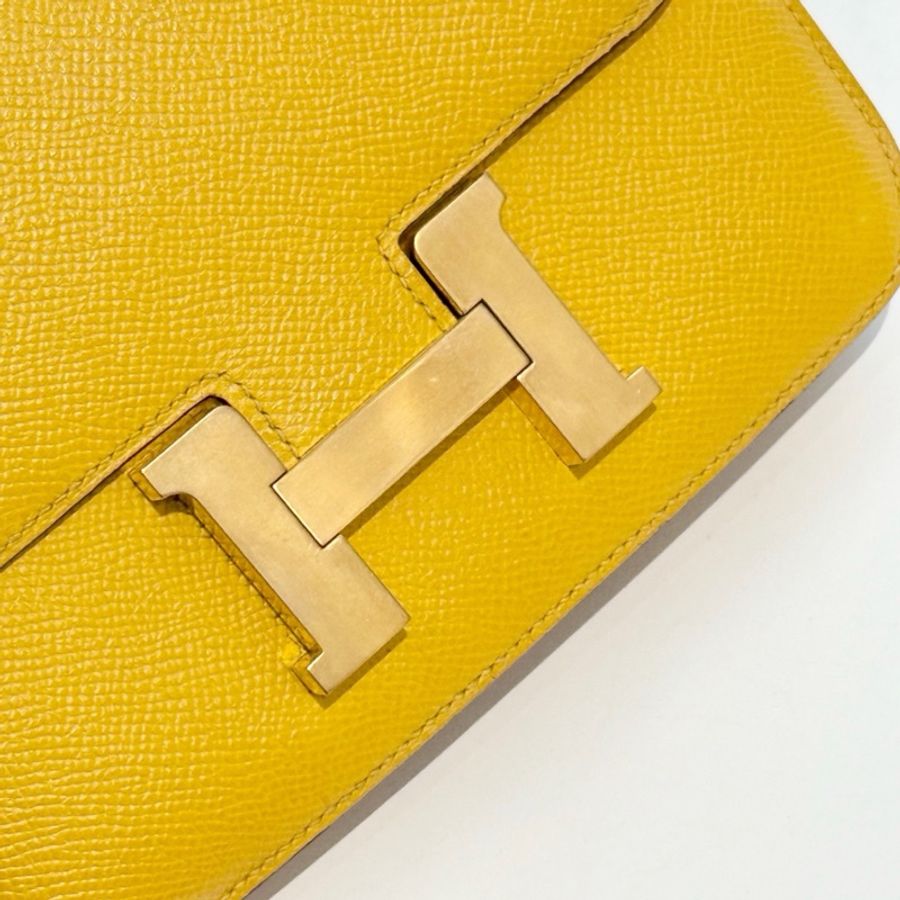 Hermès 愛馬仕 康康19 琥珀黃 金扣 epsom皮 無配件-2