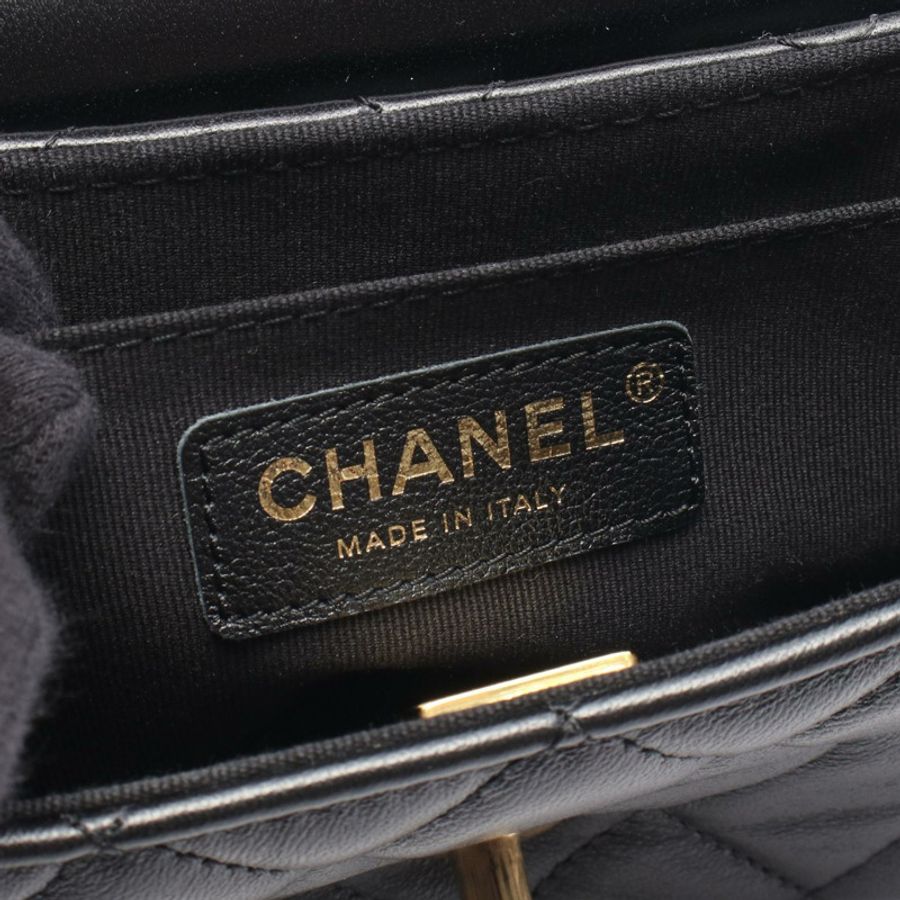 香奈兒 (CHANEL) 絎縫手提單肩包,羊皮材質,黑色,二手,女士款,金色五金配件-3