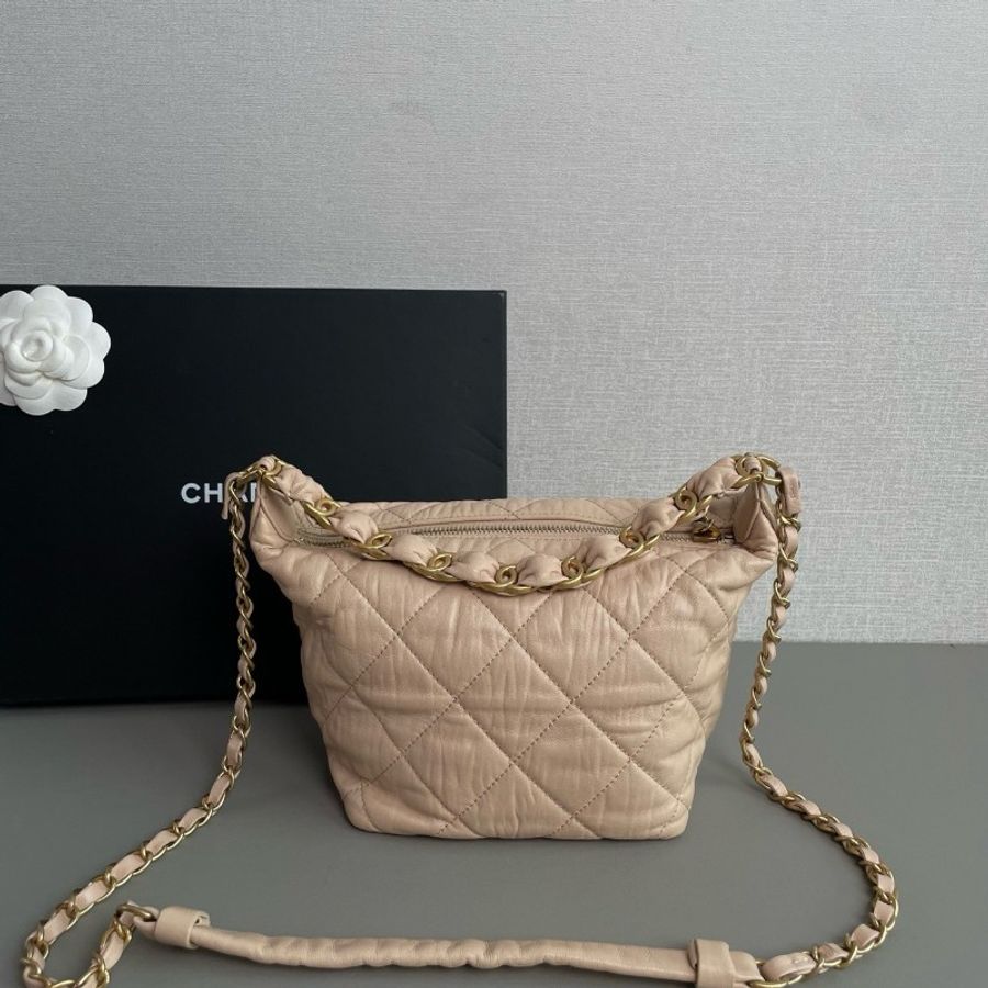 Chanel香奈兒 奶茶色 金扣 hobo飯盒
98新✨️-2