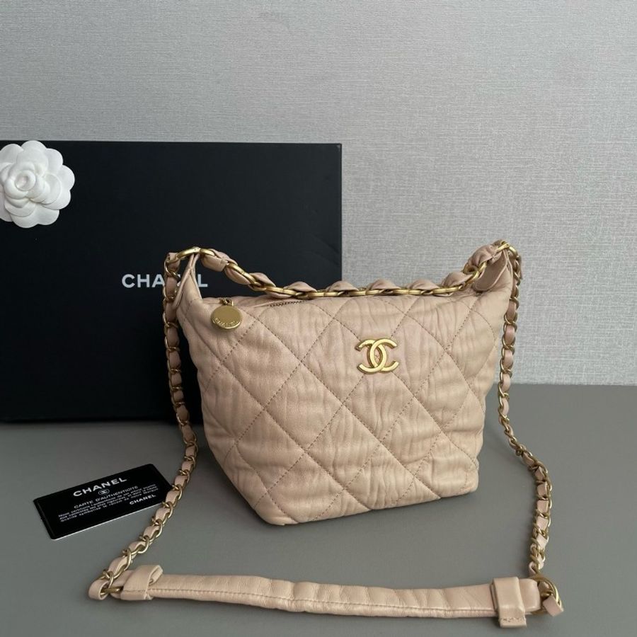 Chanel香奈兒 奶茶色 金扣 hobo飯盒
98新✨️-4