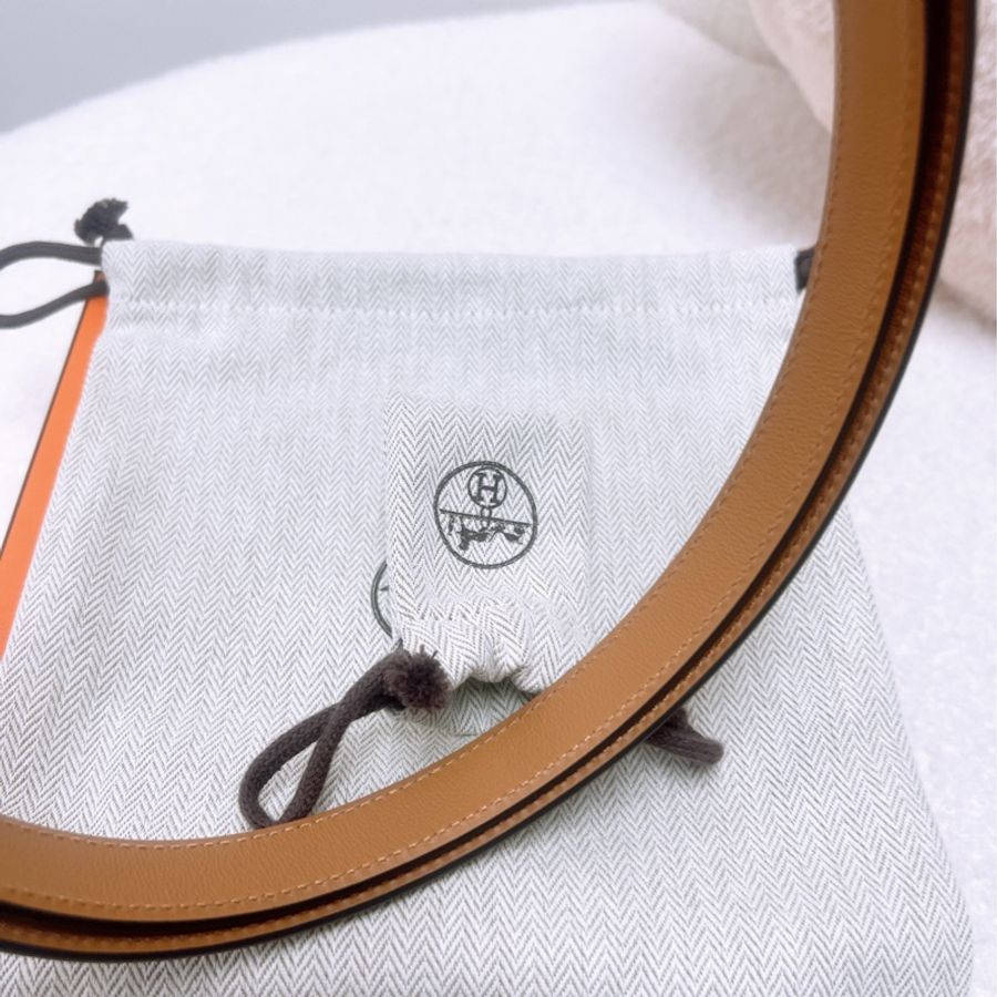 全新 Hermes kelly belt 大象灰玫瑰金皮帶 K刻-3