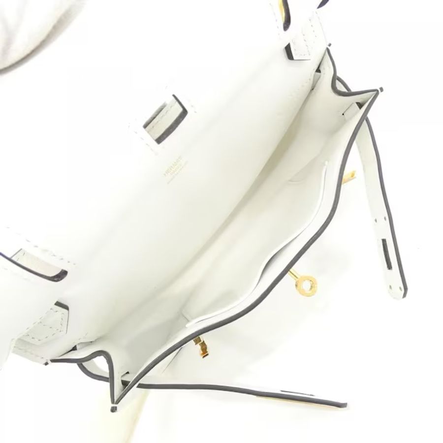 【全新未使用】Hermès Mini Jypsiere 迷你吉普賽斜背包 冰川白x 奢華金釦 2025年購入-3
