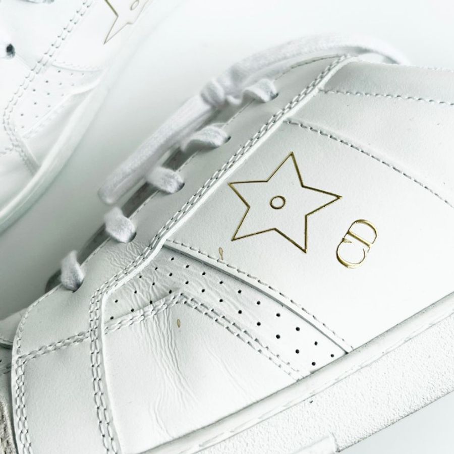 ::Christian Dior:: Dior Star 白色小牛皮與絨面麂皮休閒鞋 37.5號-3