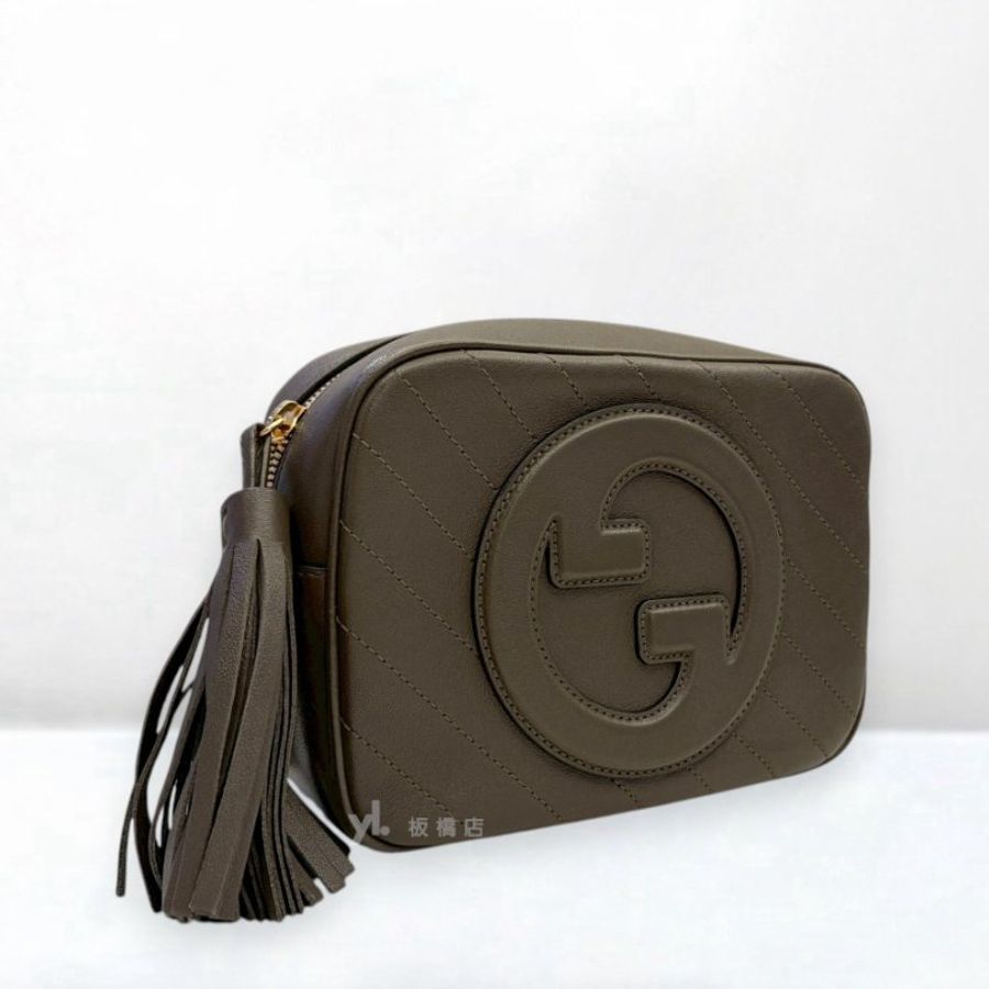 S5063-GUCCI BLONDIE灰棕牛皮流蘇造型相機包742360-1