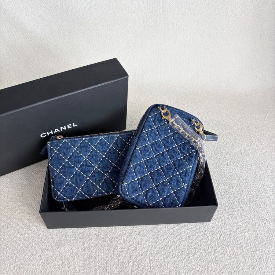 Chanel 牛仔丹寧雙子星二合一手機包-2