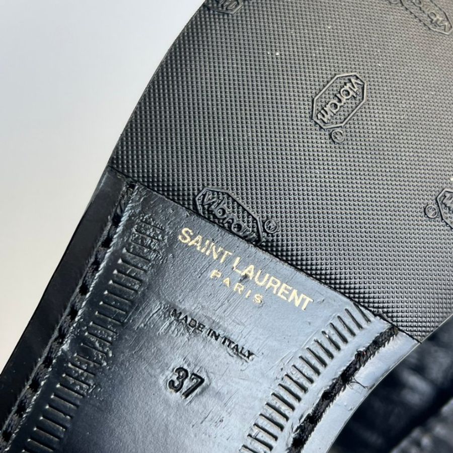 ::Saint Laurent:: YSL LE LOAFER supple in eel Le Loafer Penny Slippers 立體金字黑色牛皮樂福鞋 37號-5