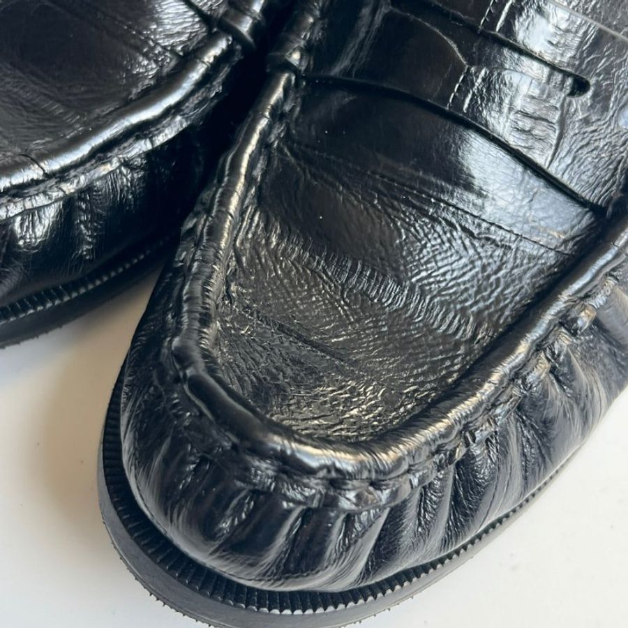 ::Saint Laurent:: YSL LE LOAFER supple in eel Le Loafer Penny Slippers 立體金字黑色牛皮樂福鞋 37號-12