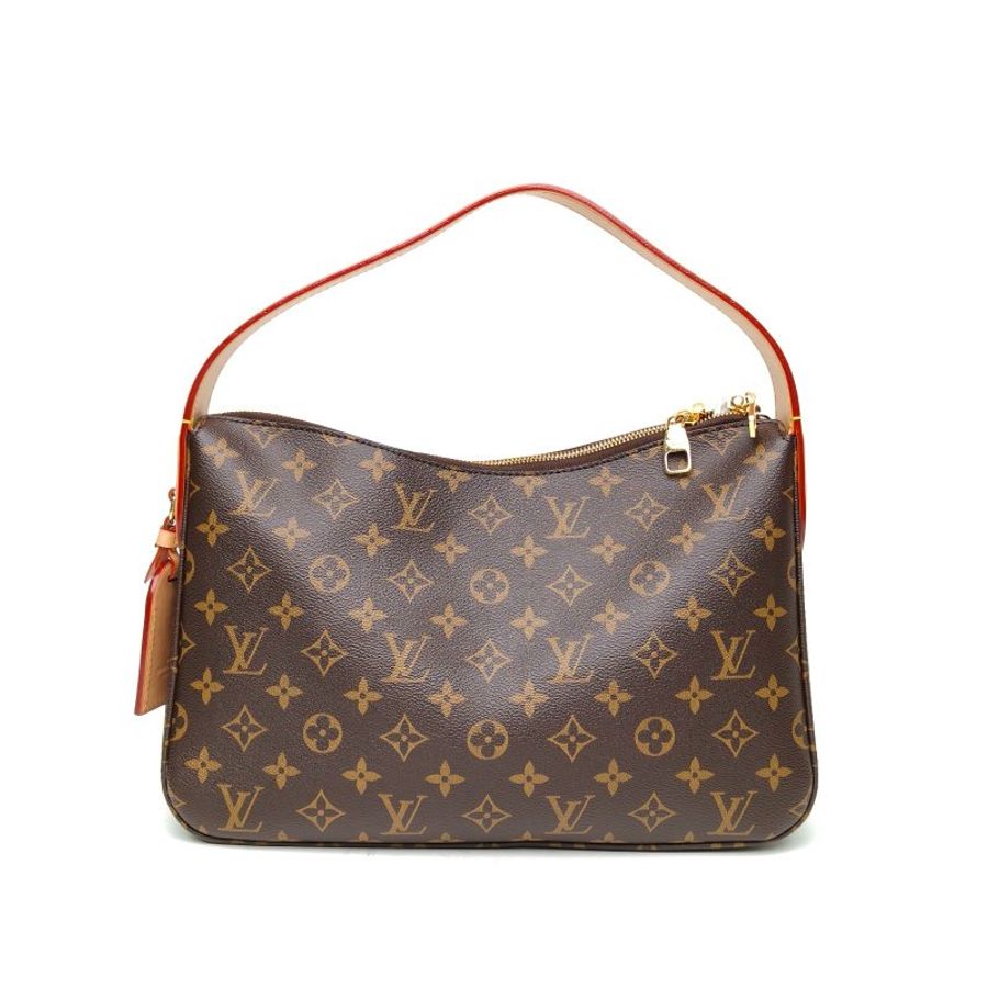 LOUIS VUITTON SLOUCHY小號手袋圖案印花棕色PVC晶片牛皮肩背包-2