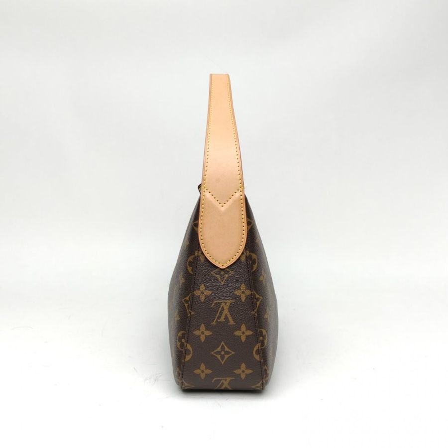 LOUIS VUITTON SLOUCHY小號手袋圖案印花棕色PVC晶片牛皮肩背包-3
