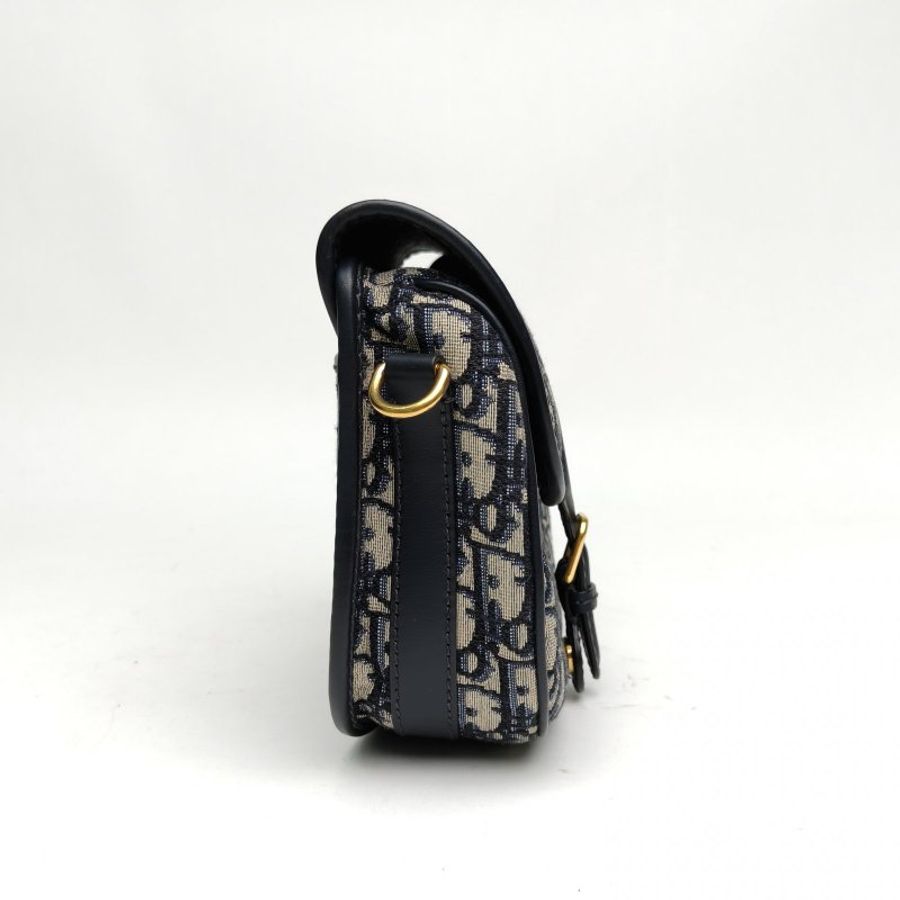 DIOR DiorBobby中號22藍色帆布金扣2020肩背包-4