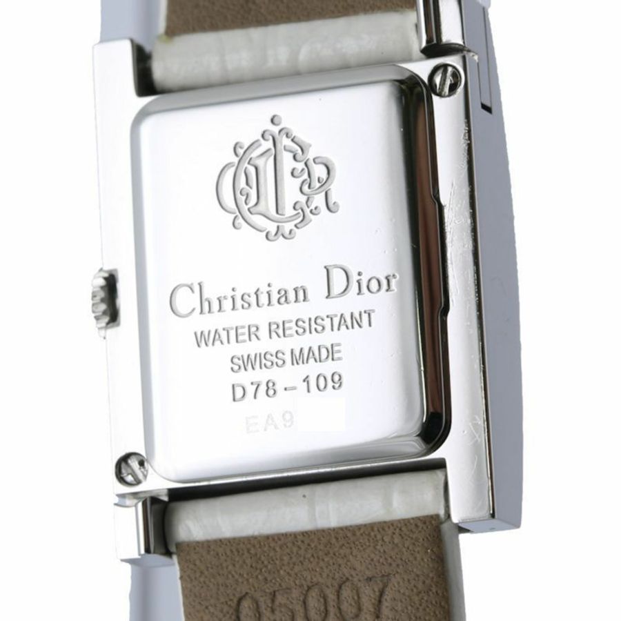 Christian Dior Malice Square D78-109 女士腕錶,不鏽鋼錶殼配皮錶帶,130538-6