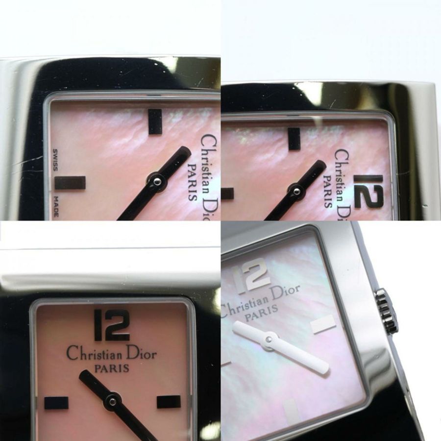 Christian Dior Malice Square D78-109 女士腕錶,不鏽鋼錶殼配皮錶帶,130538-9
