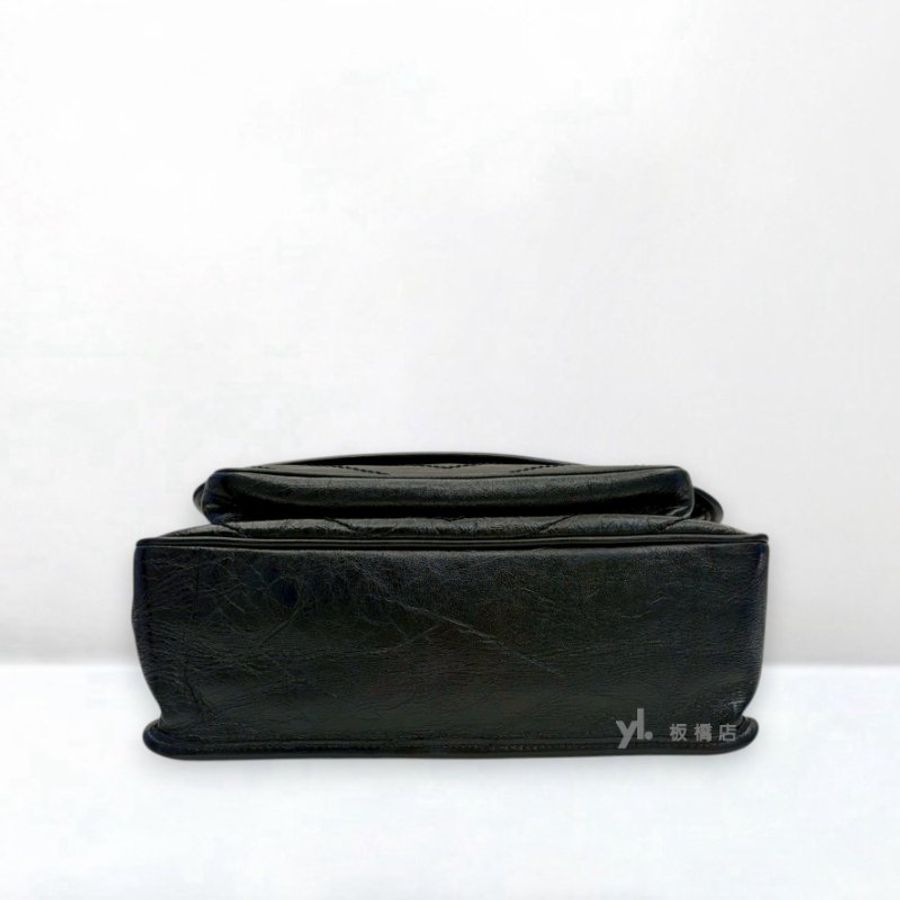 S5631-YSL NIKI黑色牛皮黑釦中型鍊包633184-4