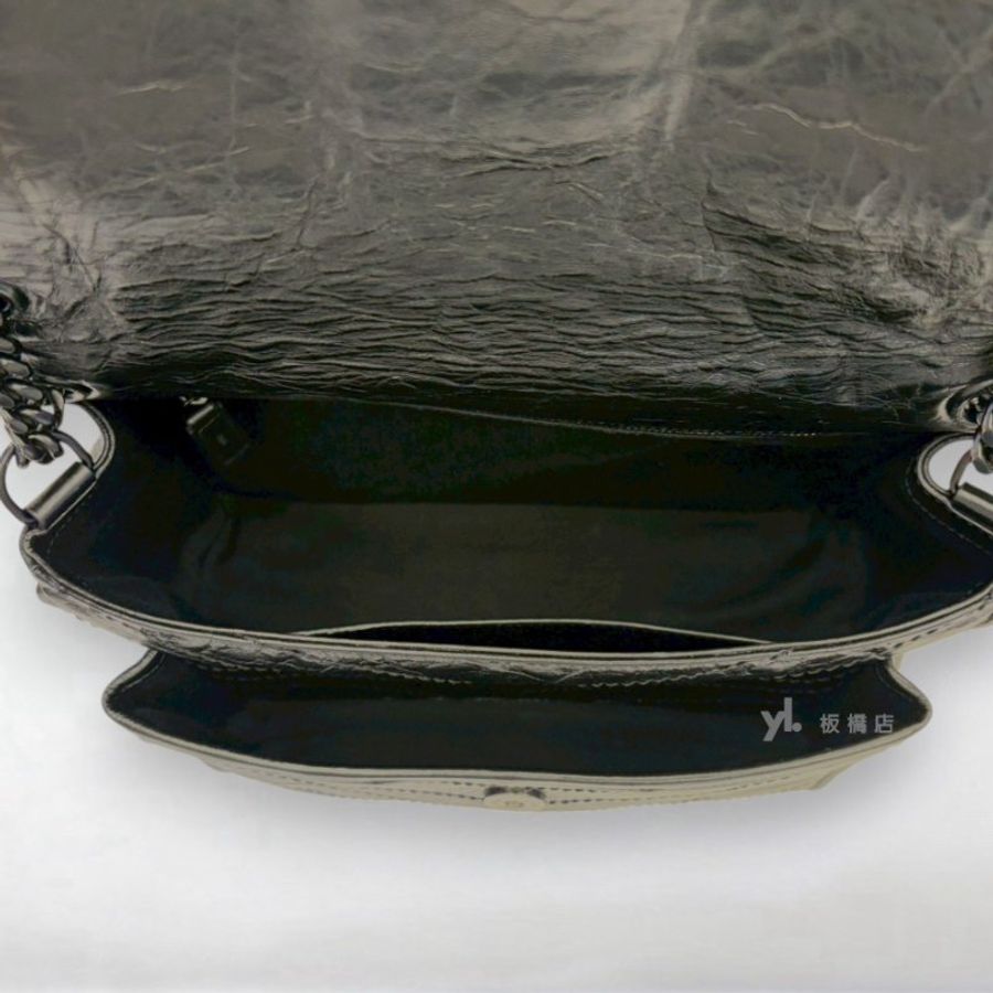 S5631-YSL NIKI黑色牛皮黑釦中型鍊包633184-5
